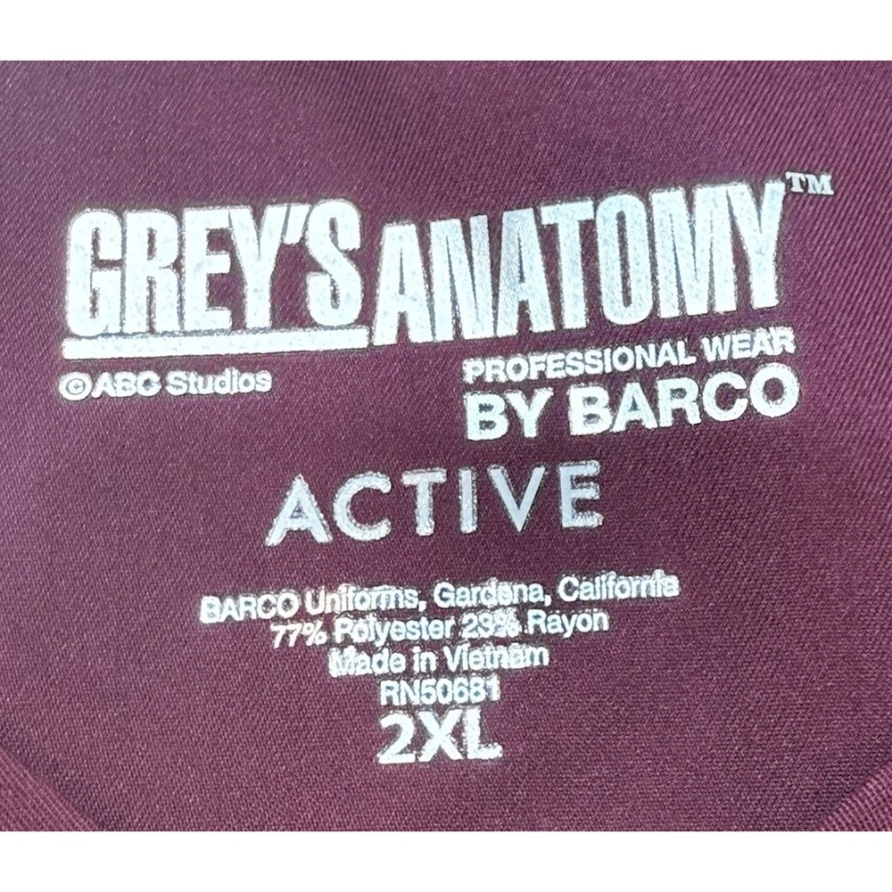 Grey's Anatomy Scrub Top Size XLarge Women Wine Preowned - Picture 3 of 6